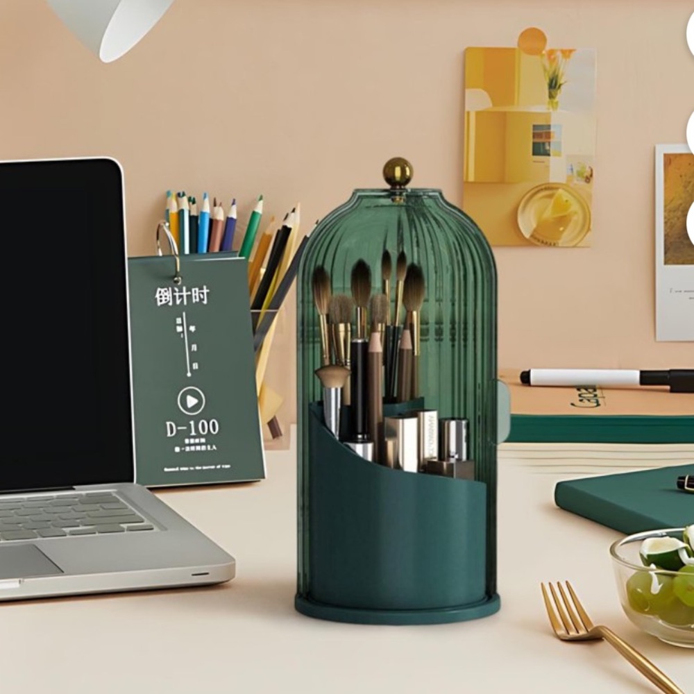 Green Makeup Brush Holder with Gold Accent - Picture 4 of 6